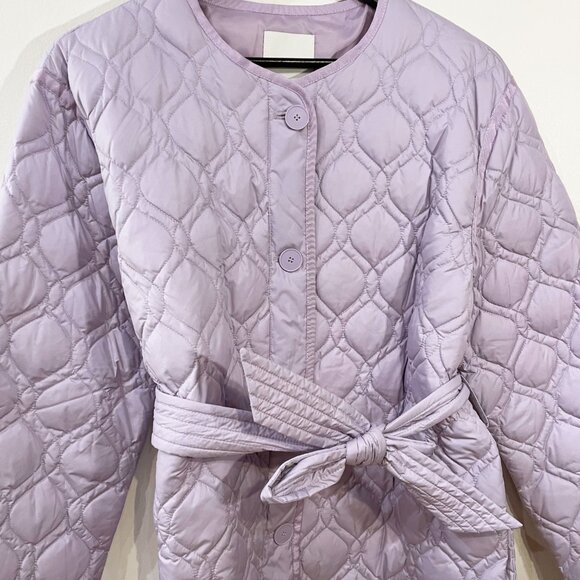 Last Chance! New Sandro Rayja Belted Quilted Jacket Lavender 36, S $520 - Picture 5 of 8